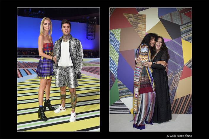 Chiara Ferragni e Fedez per Versace (2018) - Lea T con Angela Missoni (2020) - personaggi, Chiara Ferragni con Fedez e Lea T con Angela Missoni