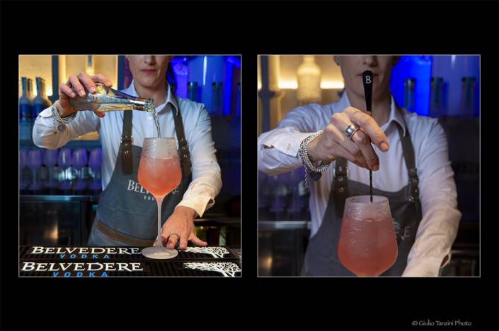 preparazione cocktail bartender cocktail belvedere vodka