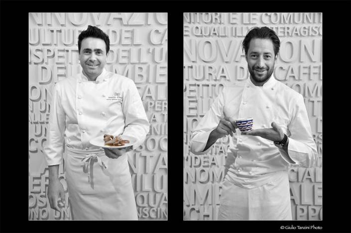 Chef Daniel Canzian e Luigi Taglienti chef stellati cliente Illy caffé a Trieste