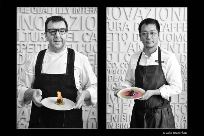 Chef Alessandro Gavagna e Yoji Tokoyoshi chef stellati cliente Illy caffé a Trieste